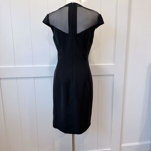 Armani Exchange Cap Sleeves Mesh Trim Shift Dress Sz 6 Black Office Career LBD